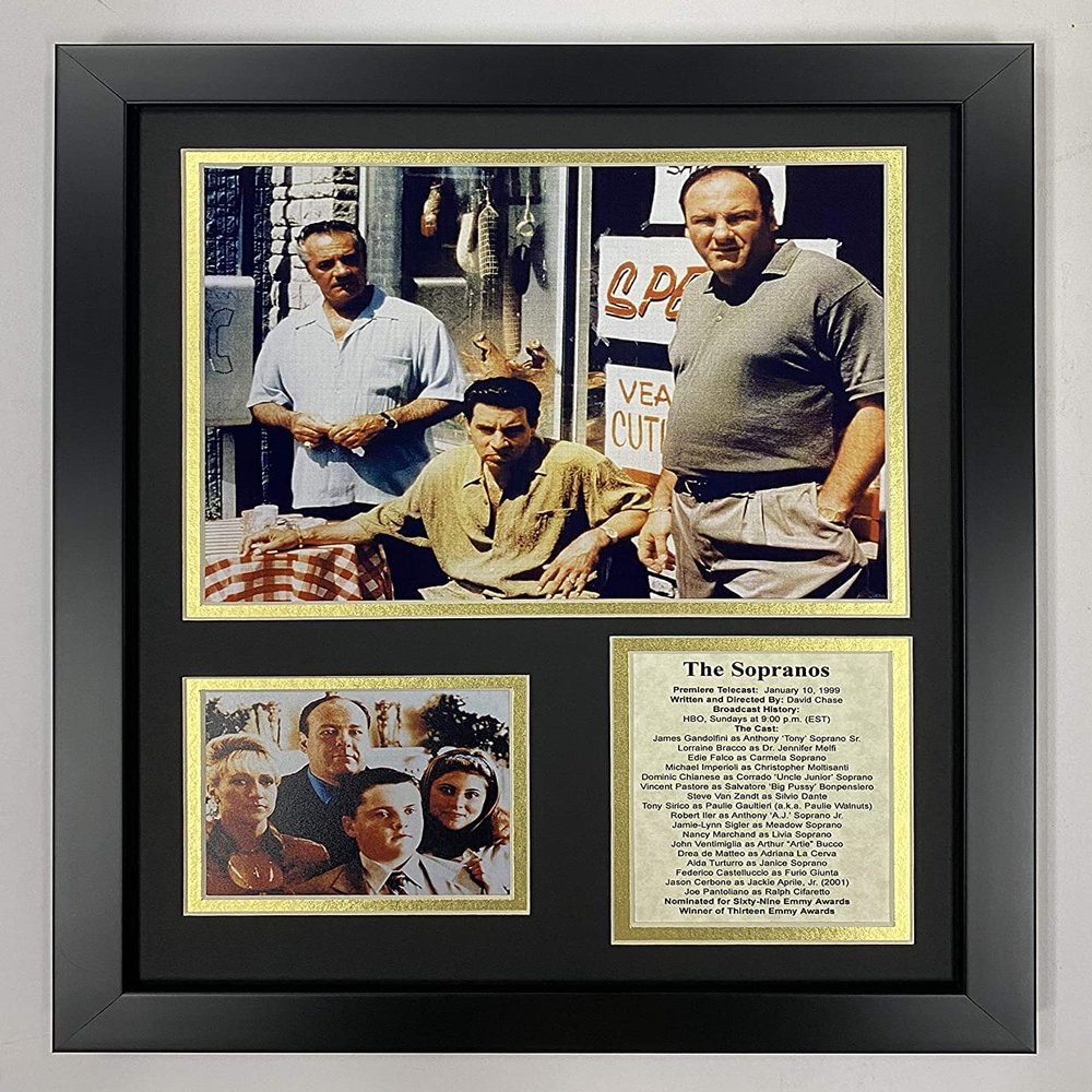 Legends Never Die The Soprano's- American Drama Series About The Mob Collectible | Framed Photo Collage Decor - 12"x15" (16173U) Black
