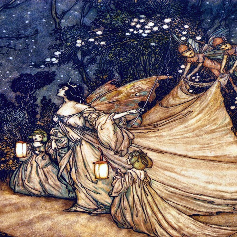 Midsummer Night's Dream by Arthur Rackham Accent Tile Mural Kitchen Bathroom Wall Backsplash Behind Stove Range Sink Splashback One Tile 6"x8" Ceramic, Matte