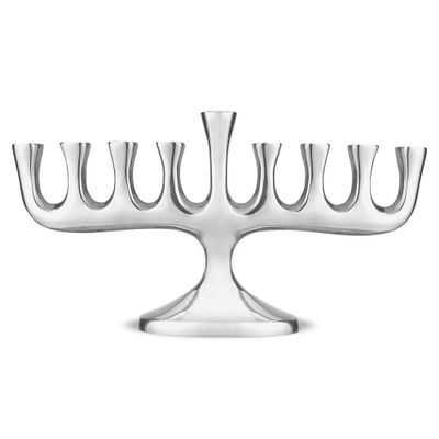 Zion Judaica Stunning Sleek Designers Menorah for Hanukkah High Polished Traditional Candle and Oil Chanukiah Classic Chanukah Minorah