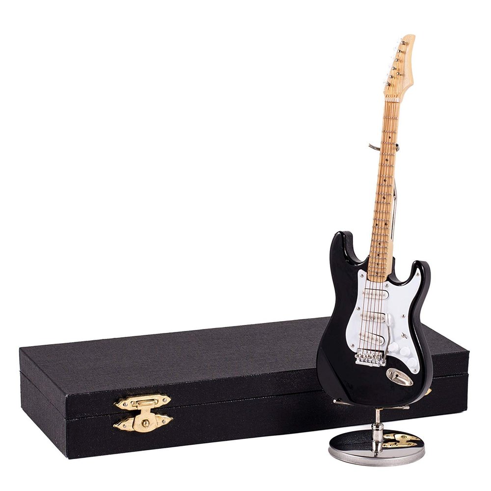 Broadway Gift Black Electric Guitar Music Instrument Miniature Replica with Case,Multicolor - Size 7 in.