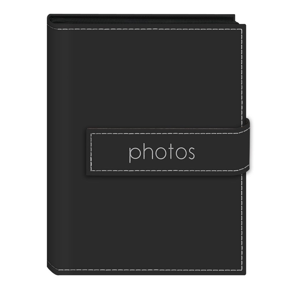 Pioneer Photo Albums EXP-57/BKP 36-Pocket 5 by 7-Inch Embroidered "Photos" Strap Sewn Leatherette Cover Photo Album, Mini, Black