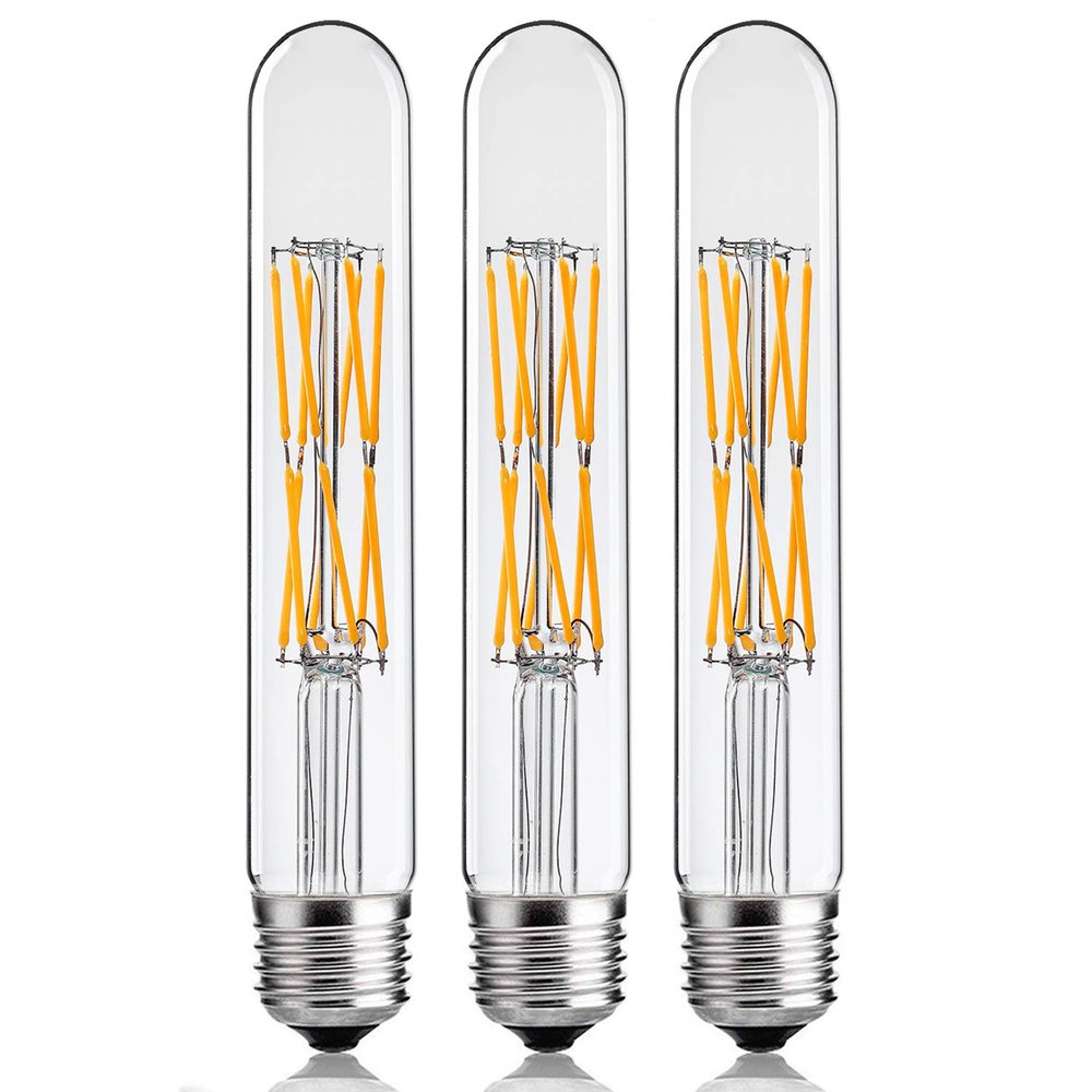 Leools T10 Led Bulbs,12W Dimmable Tubular Led Bulb,100 Watt Equivalent Edison Style Vintage LED Filament Light Bulb, E26 Long Tube Bulb,2700K Soft Warm White,7.3in(185mm),3-Pack.