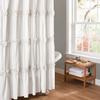 Lush Decor Darla Ruched Floral Bathroom Shower Curtain, 72 x 72, White view 1
