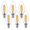 FLSNT 60W Equivalent LED Chandelier Light Bulbs, Dimmable, E12 Base, Clear B11 LED Filament Candelabra Bulbs, 2700K Soft White, 6 Pack view 1