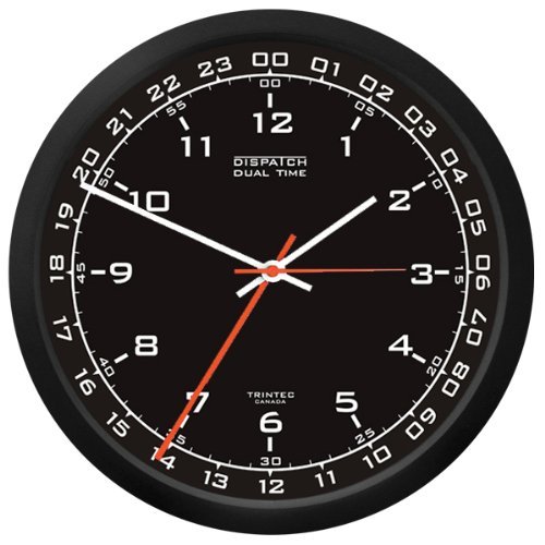 Trintec 12 & 24 Hour Military Time Swl Zulu Time 24hr Wall Clock 10" - Black Dial DSP01