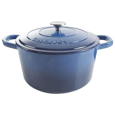 Crock-Pot Artisan 7-Quart Round Enameled Cast Iron Dutch Oven  Sapphire Blue, Durable Heavy-Duty Cookware for Slow Cooking, Baking, Roasting with Lid