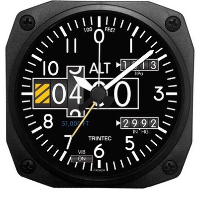 Trintec 2060 Series NV Aviation Altimeter Altitude Travel Alarm Clock 3.5" Sq