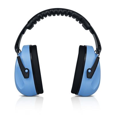 HEARTEK Lightweight Noise Cancelling Headphones | Low-Profile Ear Muffs for Noise Reduction | Foldable Ear Protection Earmuffs for Concerts, Studying & Sensory Relief (Blue)