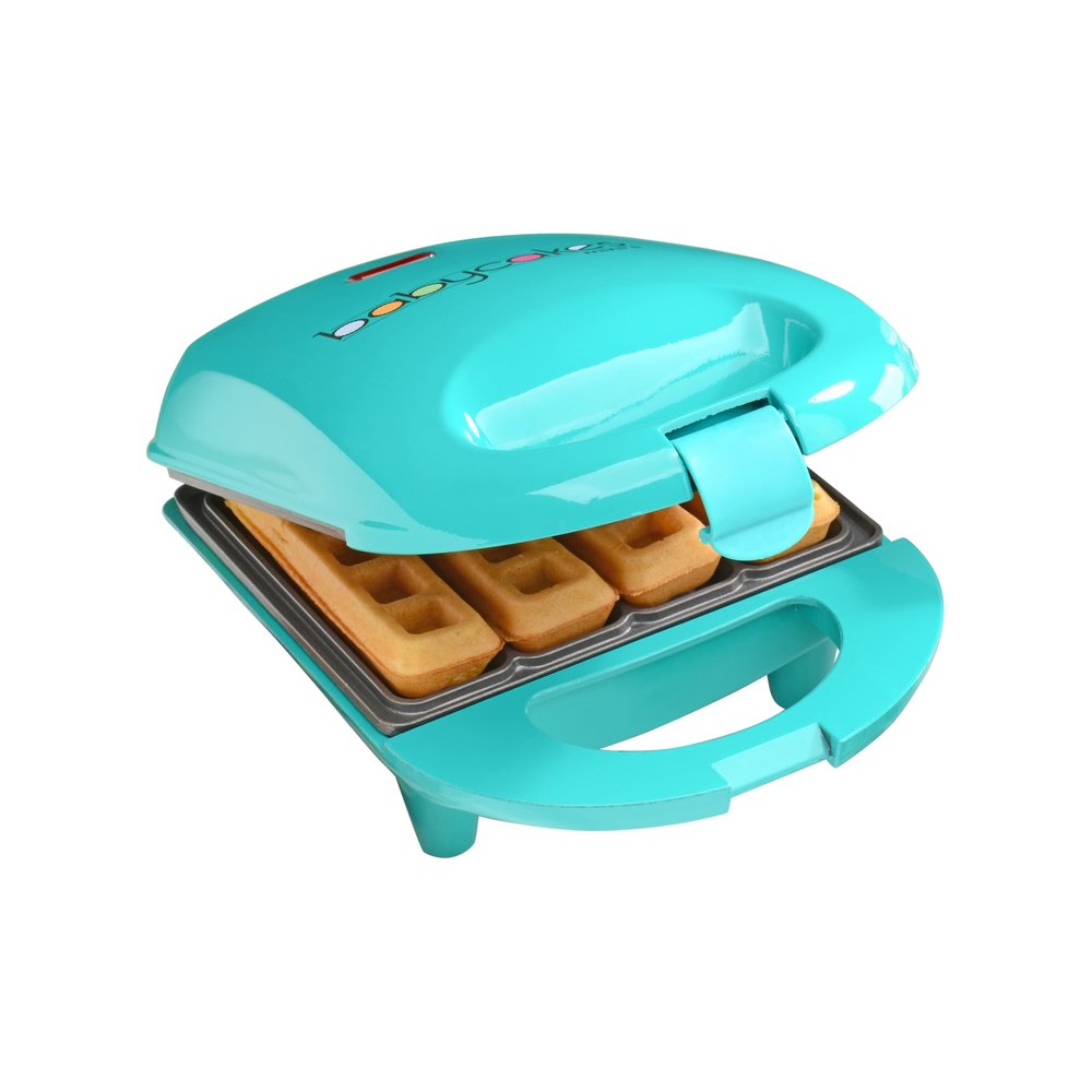 Babycakes Mini Waffle Stick Maker by Select Brands - Mini Waffle Stick Maker for Breakfast - Features Nonstick Coating & Non-Skid Feet - Kitchen Appliance - Makes 4