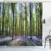 Ambesonne Woodland Shower Curtain, Bluebells in Wepham Woods Landscape Flowers Rural Countryside Woodland, Cloth Fabric Bathroom Decor Set with Hooks, 69" W x 84" L, Green Lavender view 1