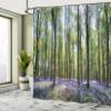 Ambesonne Woodland Shower Curtain, Bluebells in Wepham Woods Landscape Flowers Rural Countryside Woodland, Cloth Fabric Bathroom Decor Set with Hooks, 69" W x 84" L, Green Lavender view 4