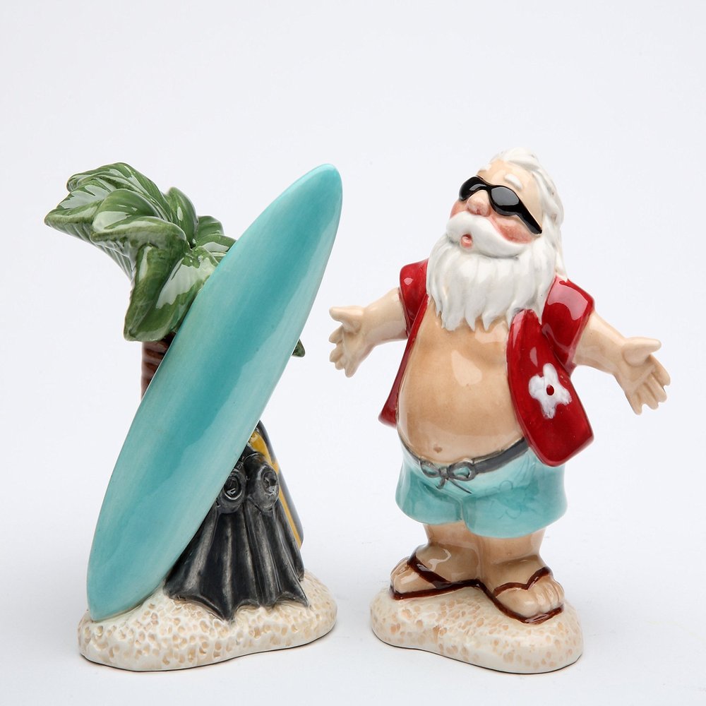 Cosmos Gifts 10702 Hawaii Santa With Palm Tree Salt and Pepper