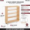 Rev-A-Shelf 6.5 in Pullout Kitchen Cabinet Storage Organizer Slide Out Pantry Spice Rack with Adjustable Shelves, Natural Maple, 448-BC-6C - Home Organizing System for Pots, Pans, and Utensils view 3