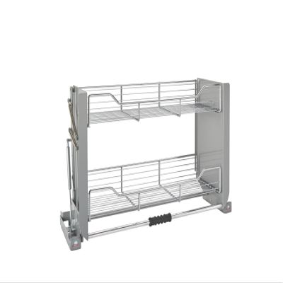 Rev-A-Shelf 36" Pull-Down Heavy-Duty Shelf Organizer for Tall Kitchen/Bathroom Cabinets, Dual Tier Wall Mounted Pantry Storage, Chrome, 5PD-36CRN