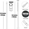 ALINK 10.5 inch Tritan Hard Plastic Clear Straws, Long Reusable Clear Replacement Tumbler Drinking Straws for 16 oz 20 oz 30 oz Stanley, YETI, Starbucks, Mason Jars, Set of 10 with Brush view 2