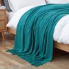 Vonty Teal Knitted Blanket with Tassels Fringe 50" x 60", Super Soft Knit Throw Blanket, Farmhouse Decorative Lightweight Blanket for Couch, Sofa, Bed view 4