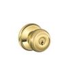Schlage F51A GEO 505 605 Georgian Door Knob, Keyed Entry Lock, Bright Brass view 1