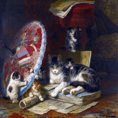 Kittens at Play by Henriette Ronner-Knip Accent Tile Mural Kitchen Bathroom Wall Backsplash Behind Stove Range Sink Splashback One Tile 8"x6" Ceramic, Glossy