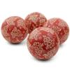 Red Lantern 4" Porcelain Ball Set - Set of 4 Decorative Balls, Red and Beige Flowers view 1
