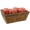 Red Lantern 4" Porcelain Ball Set - Set of 4 Decorative Balls, Red and Beige Flowers view 2