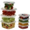 Decony Plastic Deli Containers with Lids 8 Oz- 25 Pack Square Clear Plastic Containers- Tamper-Proof BPA-Free Take Away Food Containers- Space Saver, Airtight, Freezer Safe Meal Prep Containers view 1