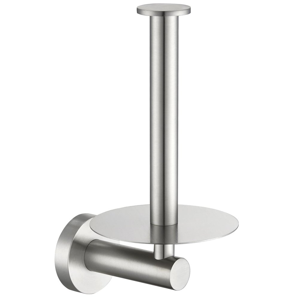Vertical Toilet Paper Holder, Aomasi SUS304 Stainless Steel Toilet Tissue Roll Hanger with Round Plate, Bathroom TP Roll Organizer, Wall Mounted, Brushed Nickel