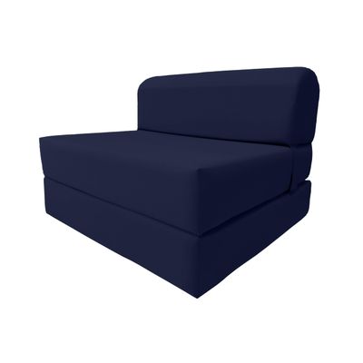 D&D Futon Furniture Sleeper Chair Folding Foam Bed, Portable Studio Guest Sofa Beds 6 x 32 x 70 Navy Blue
