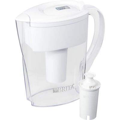 Brita Small 6 Cup Water Filter Pitcher with 1 Standard Filter, BPA Free  Space Saver, White