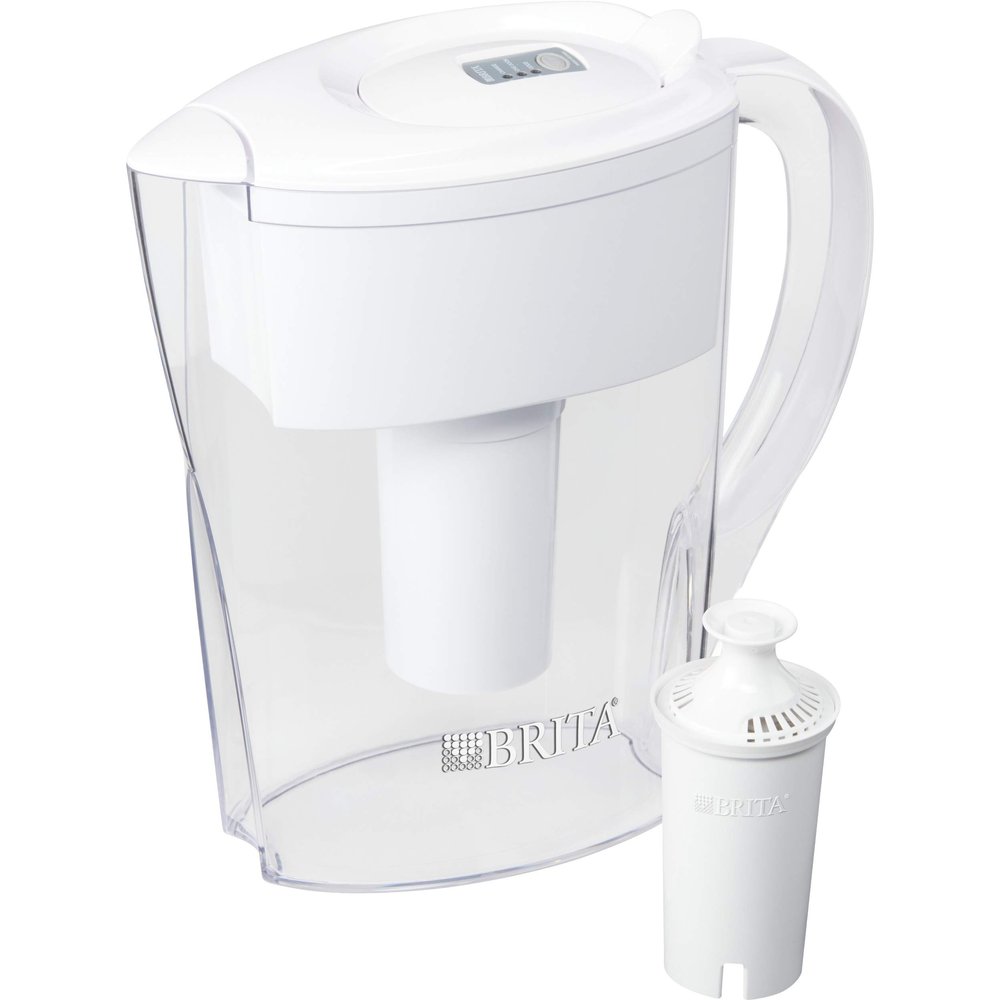 Brita Small 6 Cup Water Filter Pitcher with 1 Standard Filter, BPA Free  Space Saver, White