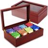 Tea Box - Luxury Wooden Tea Bag Organizer from The Apace Premier Collection - 8 Compartment Tea Storage Chest Container - Elegantly Handmade w/Scratch Resistant Window view 1