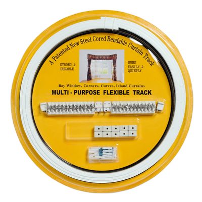 Standard Duty Flexible Curtain Track with Metal Spine 13.1ft Long (4 Meters) - Easily Cut to Size. Bendable Curtain Track Perfect for Ceiling Mount Application. Includes All Required Components.