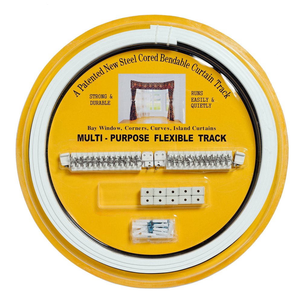Standard Duty Flexible Curtain Track with Metal Spine 13.1ft Long (4 Meters) - Easily Cut to Size. Bendable Curtain Track Perfect for Ceiling Mount Application. Includes All Required Components.