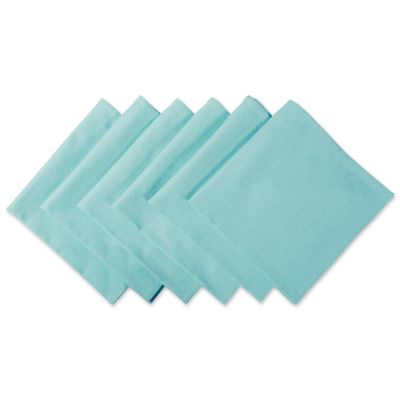DII Solid Pastel Napkin Set Cotton, Machine Washable, 20x20 Inch, Aqua, 6 Count