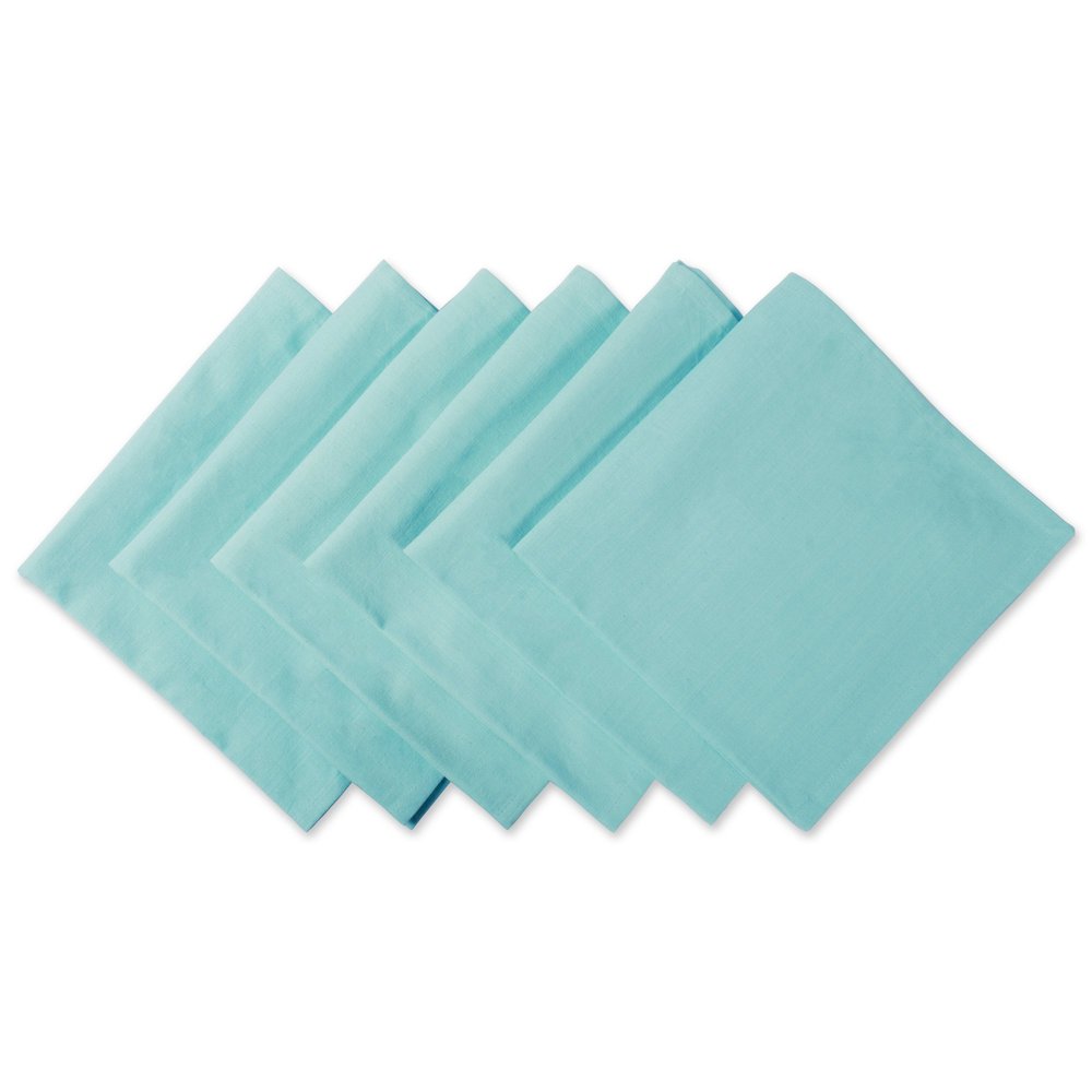 DII Solid Pastel Napkin Set Cotton, Machine Washable, 20x20 Inch, Aqua, 6 Count