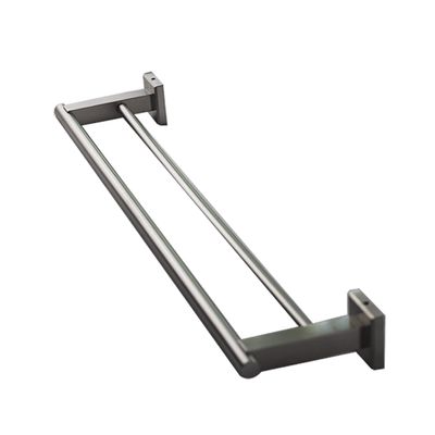 Premium Modern Double Towel Bar Rack w/Square Base (24 Inches)- Brushed Finish, Made from Stainless Steel, Water and Rust Proof, Wall Mounted, Easy to Install