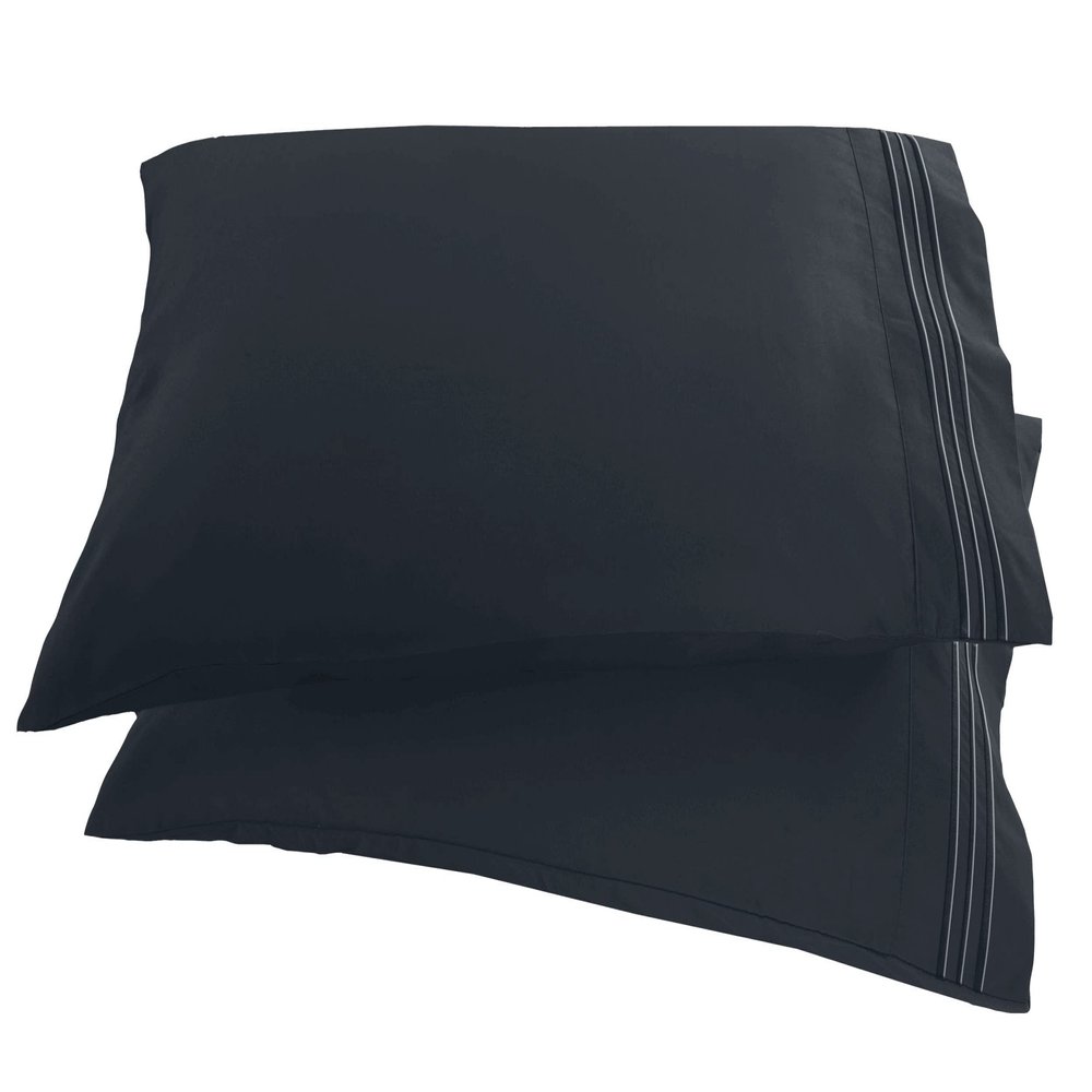 Elegant Comfort 1500 Thread Count Embroidered Egyptian Quality Luxurious Silky Soft Wrinkle & Fade Resistant 2-Piece Pillowcase, King, Black