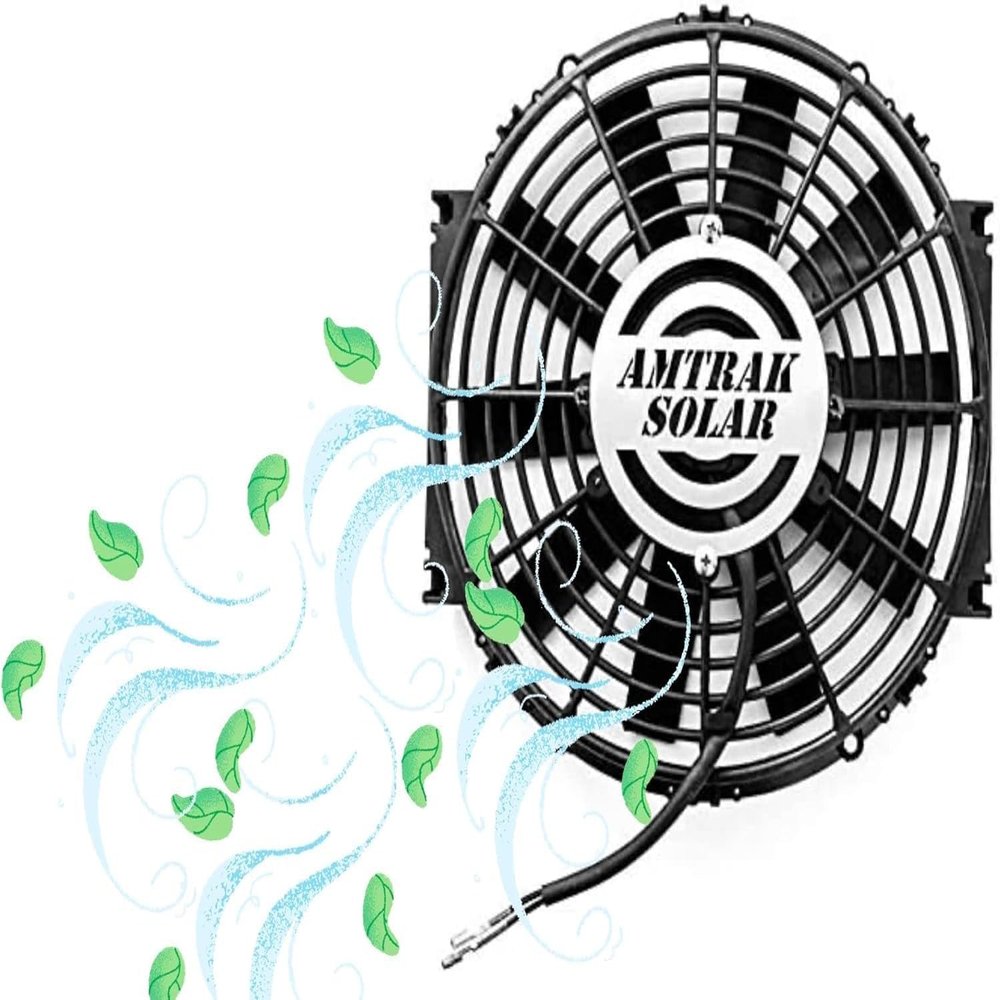 Amtrak Solar 12-Inch Solar Attic Exhaust Fan  USA-Made, Plug & Play, Whisper-Quiet Ventilation for Attic, Garage, Shed, Greenhouse (Fan Only)