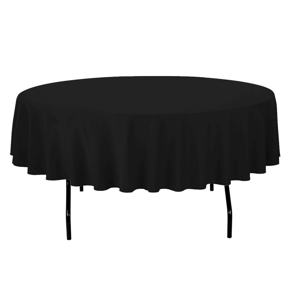 Tablecloth Polyester Round 83 Inch Black By Broward Linens