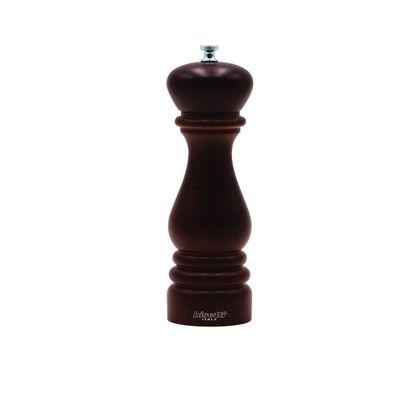 Bisetti Roma 9.5 Inch Beech Wood Salt Mill With Adjustable Grinder, Walnut Finish