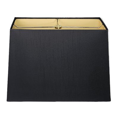 Royal Designs, Inc. HB-613-16BLK Rectangle Hardback Lamp Shade, (7 x 14) x (9 x 16) x 11, Black with Gold
