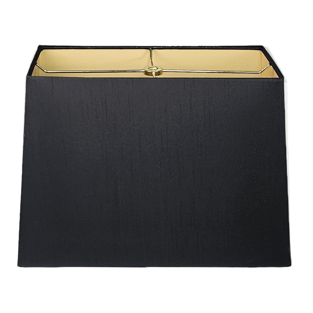 Royal Designs, Inc. HB-613-18BLK Rectangle Hardback Lamp Shade, (8 x 16) x (10 x 18) x 12, Black with Gold