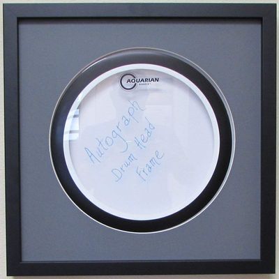 14" Drum Head Display Frame Set Black Frame Easy Mount (Grey Matting)