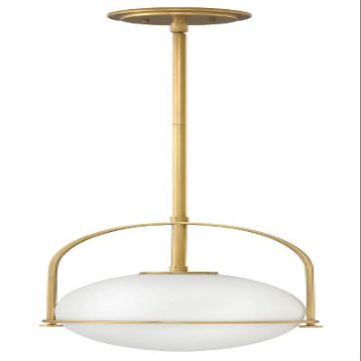 Hinkley Somerset Small Pendant Light, Etched Opal Glass Modern Globe Shade, Adjustable Height, Sloped Ceiling Compatible, Vintage-Inspired Metal Yoke Frame, Dry Rated, Heritage Brass Finish
