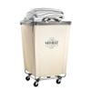 Seville Classics Large Commercial Heavy Duty Rolling Steel Frame Laundry Hamper Canvas Cart Bin, w/ Wheels for Hotel, Home, Closet, Bedroom (PATENTED), Cream, 18.1" D x 18.1" W view 3