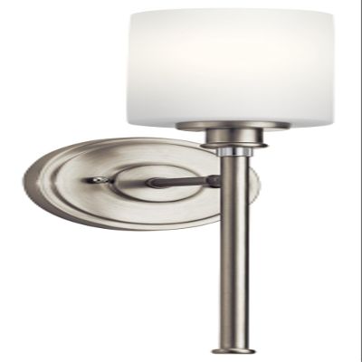 Kichler Joelson 18.25" 1 Light Wall Sconce with Satin Etched Cased Opal and Clear Glass Accent Glass in Brushed Nickel