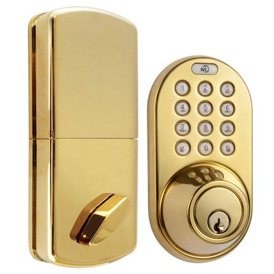 MiLocks TF-02P Keyless Entry Door Lock with Keypad, Auto-Lock Triple Security System, Easy to Install Keypad Door Lock for Interior or Exterior Use, Polished Brass