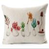 Andreannie Fresh and Colorful Hand-Painted Potted Plants Succulents Cotton Linen Throw Waist Lumbar Pillow Case Cushion Cover Home Office Decorative Rectangle 12 X 20 Inches view 1
