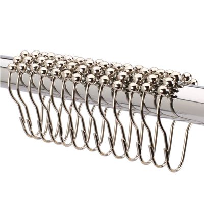 2lbDepot Shower Curtain Rings Hooks - Polished Nickel Finish - Premium 18/8 Stainless Steel - Locking Rings with Easy-Glide Rollers - Five Finishes Available - Set of 12 for Shower Rods