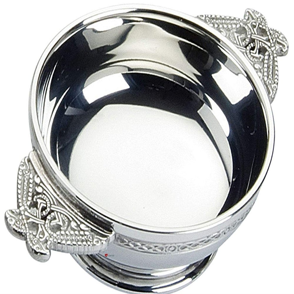 I LUV LTD Celtic Wire Scottish Quaich Serpent Handles Pewter 3" Bowl Cup of Friendship