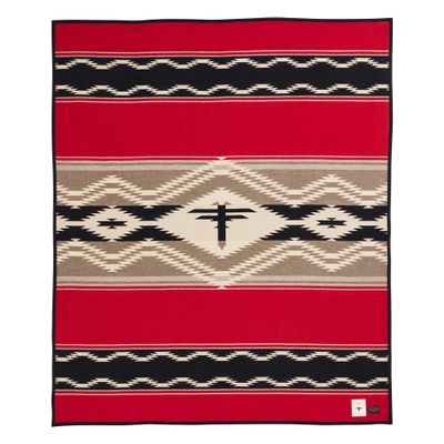 Pendleton American Indian College Fund Blanket - 64" x 80" Wool Cotton Soft, Reversible Blanket, Ultrasuede Binding, Made in USA - Water